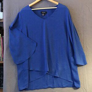KAREN KANE royal blue blouse w/trumpet sleeve - Size 2XL
